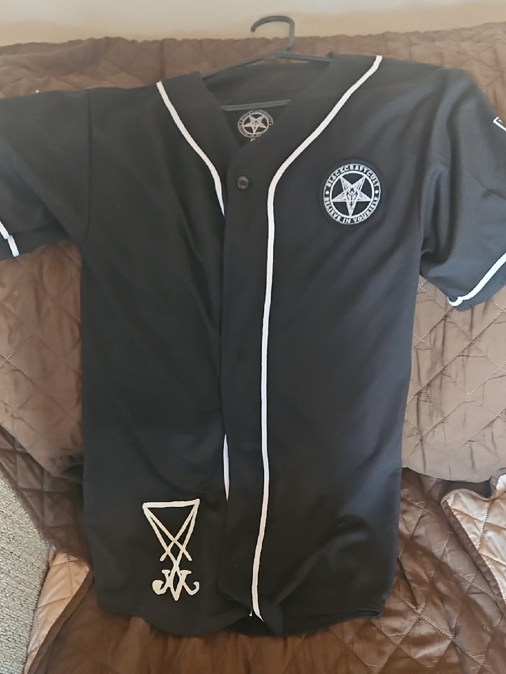 Blackcraft Cult Button-Up Baseball Jersey with White Trim